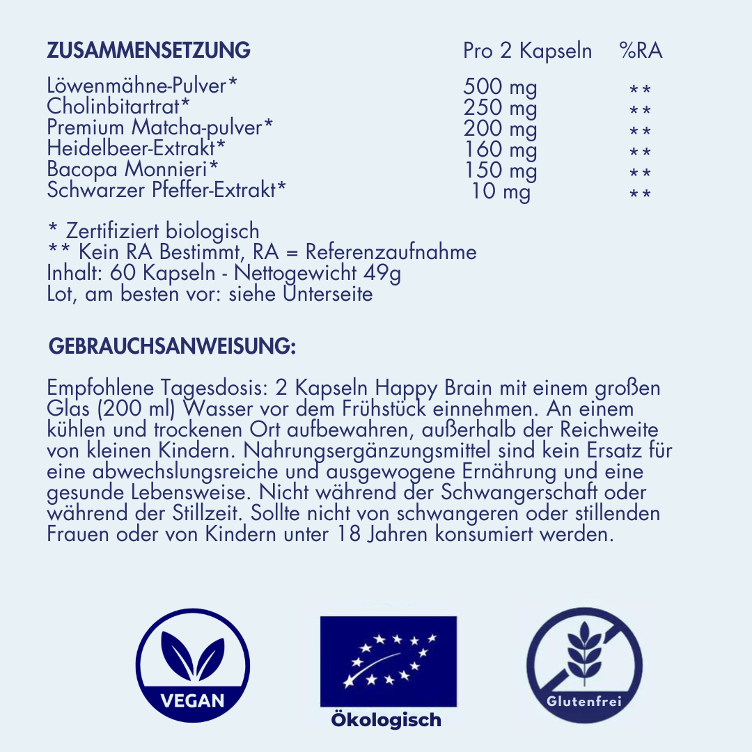 Happy Brain - Premium-Nootropika-Formel