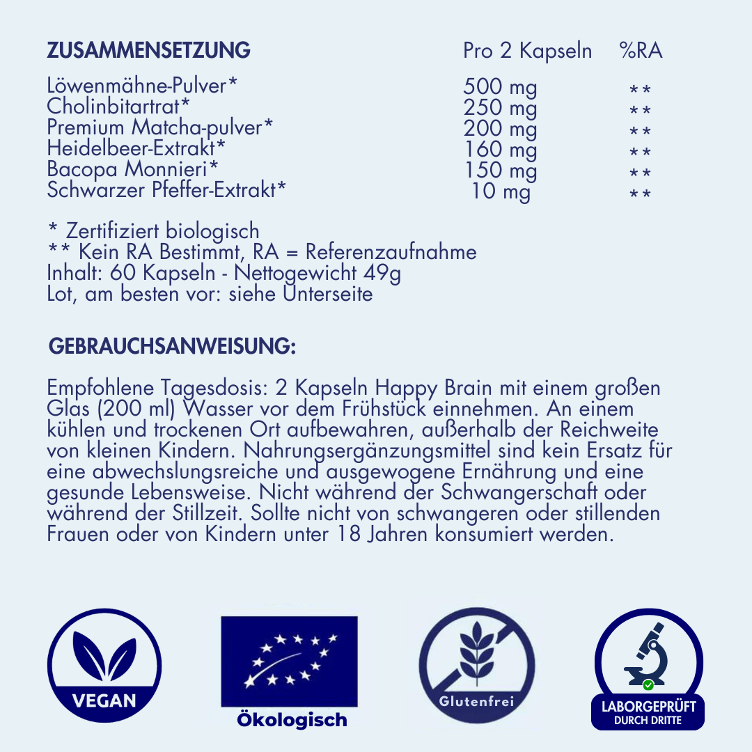Happy Brain - Premium-Nootropika-Formel